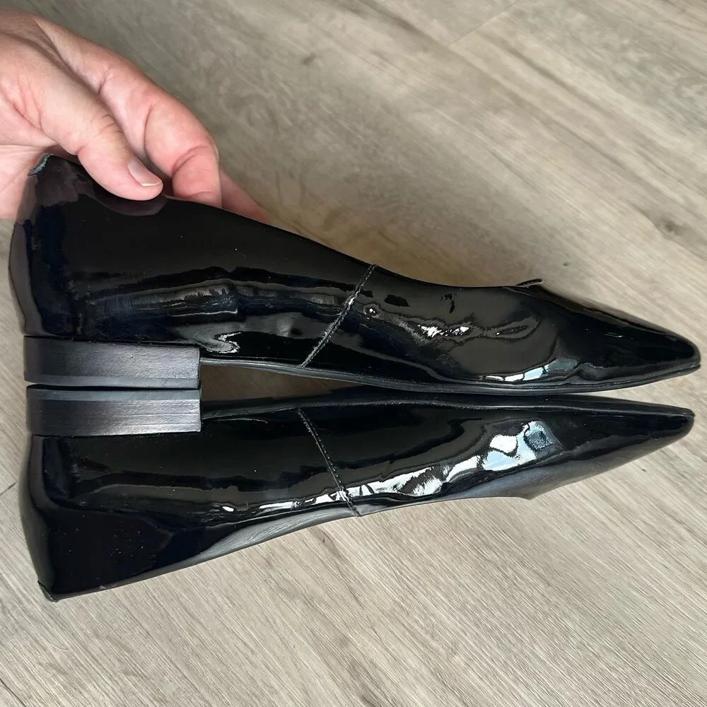 Marc Joseph New York Shoes Bianca CT Black Patent Leather Pointed Toe Flats Sz 8